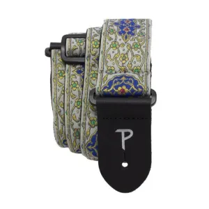 2″ GRAY BLUE ORNATE JACQUARD GUITAR STRAP