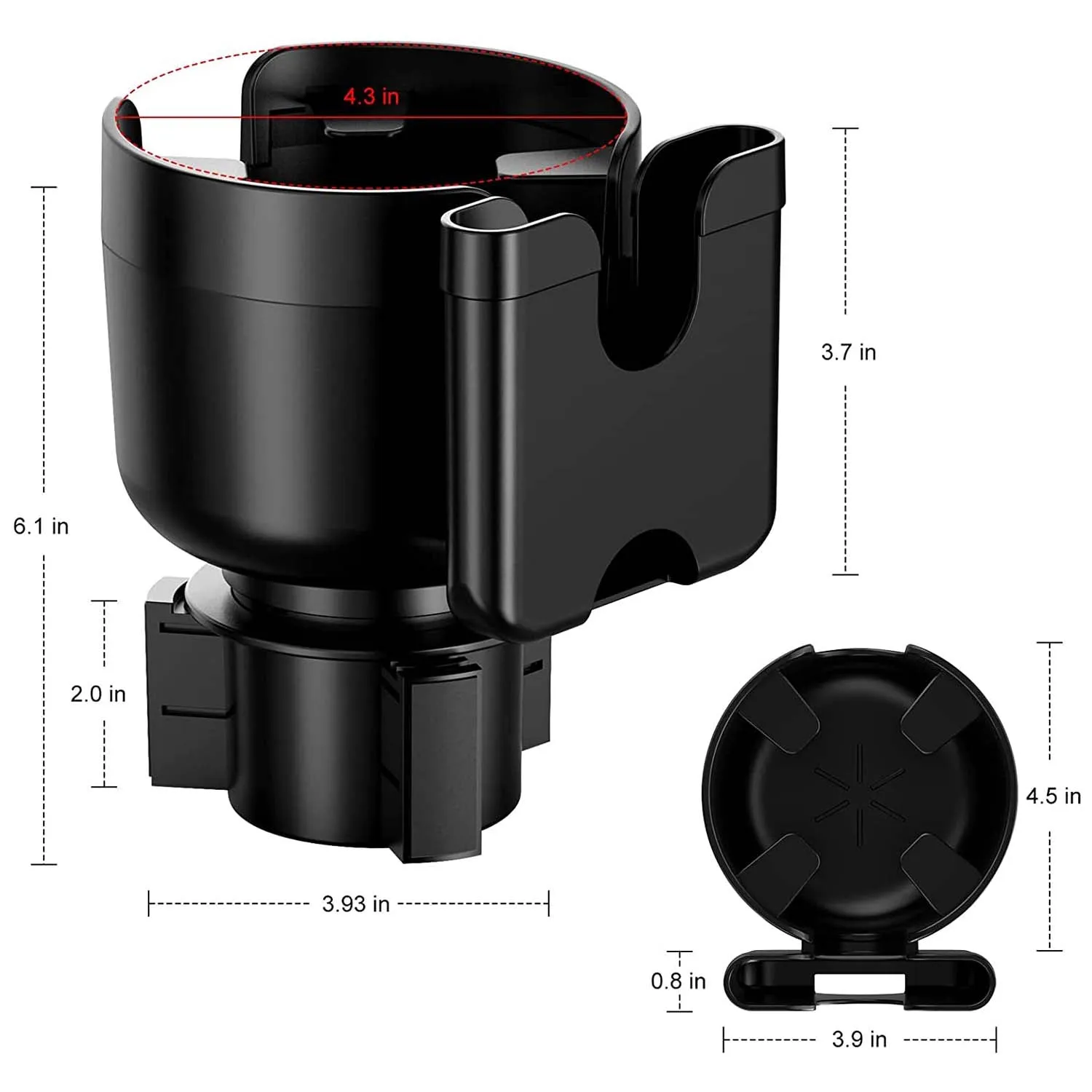 2-in-1 Car Cup Holder Expander Adapter with Adjustable Base, Custom Fit For Your Cars, Car Cup Holder Expander Organizer with Phone Holder, Fits 32/40 oz Drinks Bottles, Car Accessories CH15988