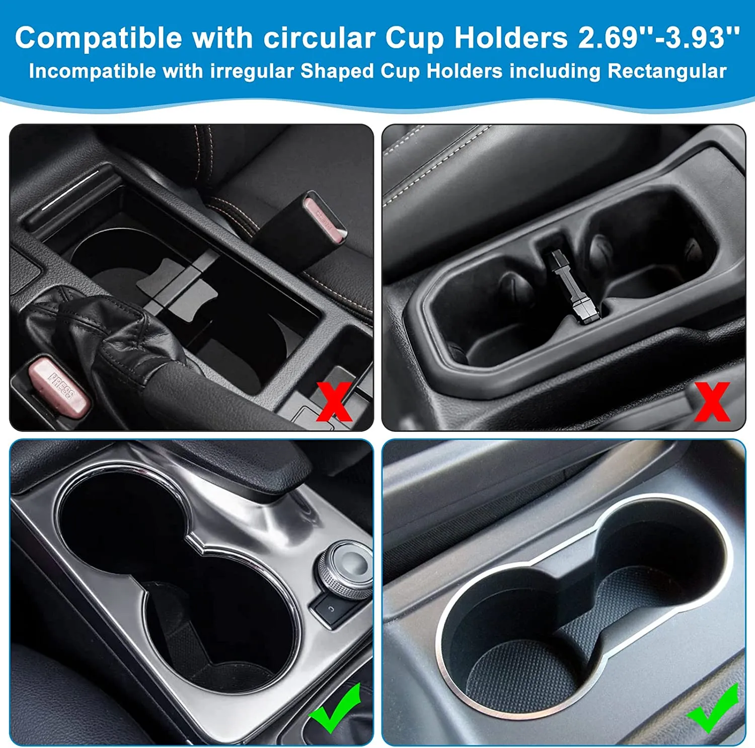 2-in-1 Car Cup Holder Expander Adapter with Adjustable Base, Custom Fit For Your Cars, Car Cup Holder Expander Organizer with Phone Holder, Fits 32/40 oz Drinks Bottles, Car Accessories CH15988