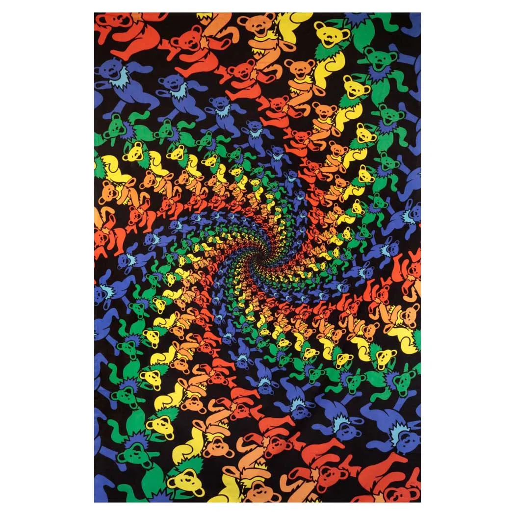3D Grateful Dead Dancing Bears Spiral Tapestry 60" x 90"
