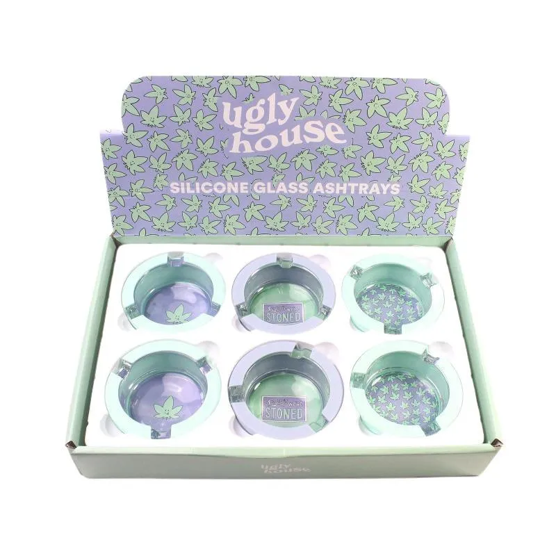 3" Ugly House Ashtray Silicone & Glass - Sorry Stoned - (6 Count Display)