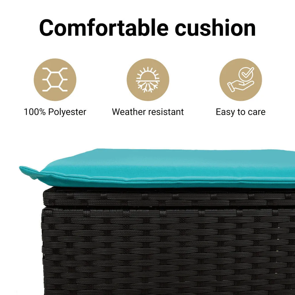 4 Piece Patio Sofa Set with Cushions Black Poly Rattan