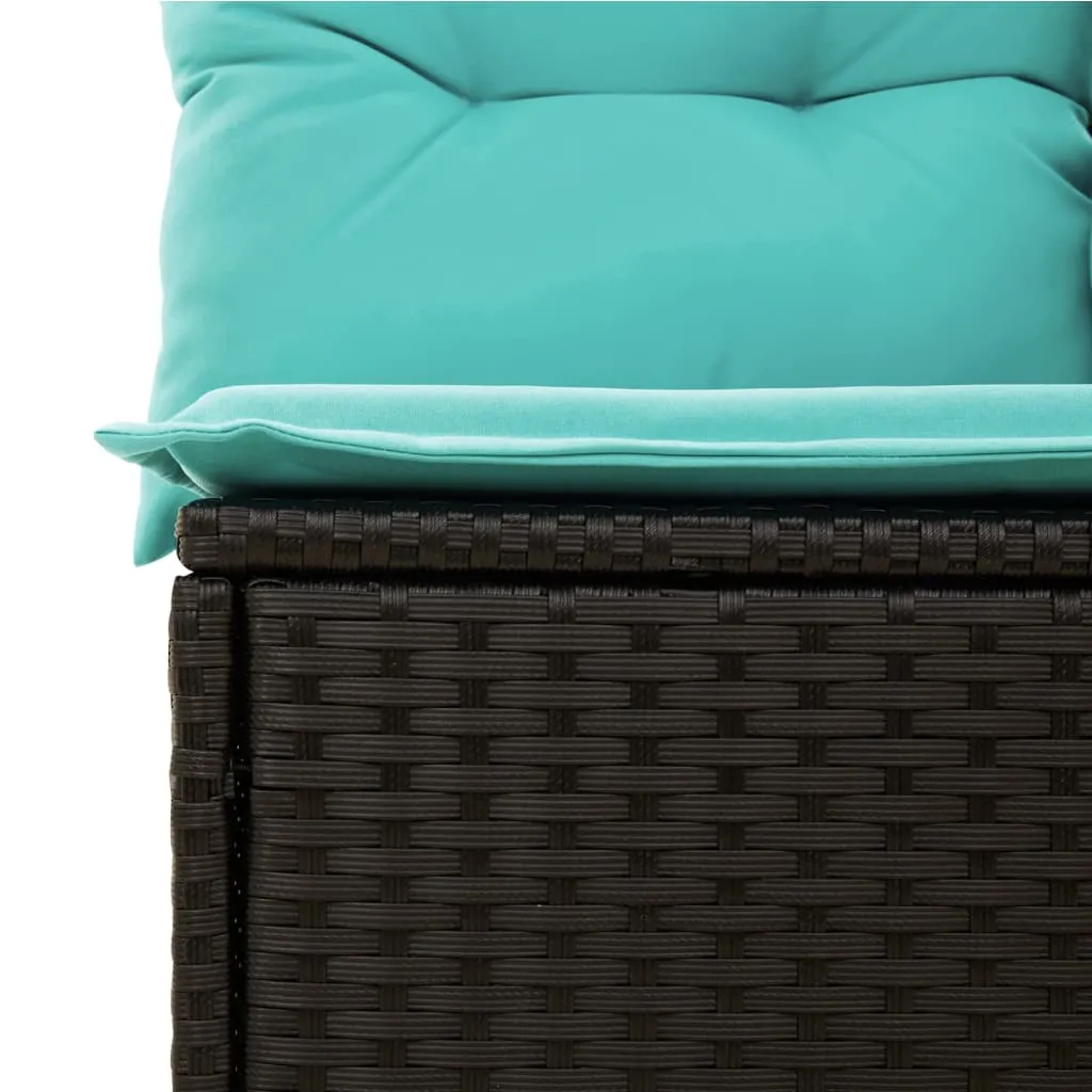 5 Piece Patio Sofa Set with Cushions Black Poly Rattan