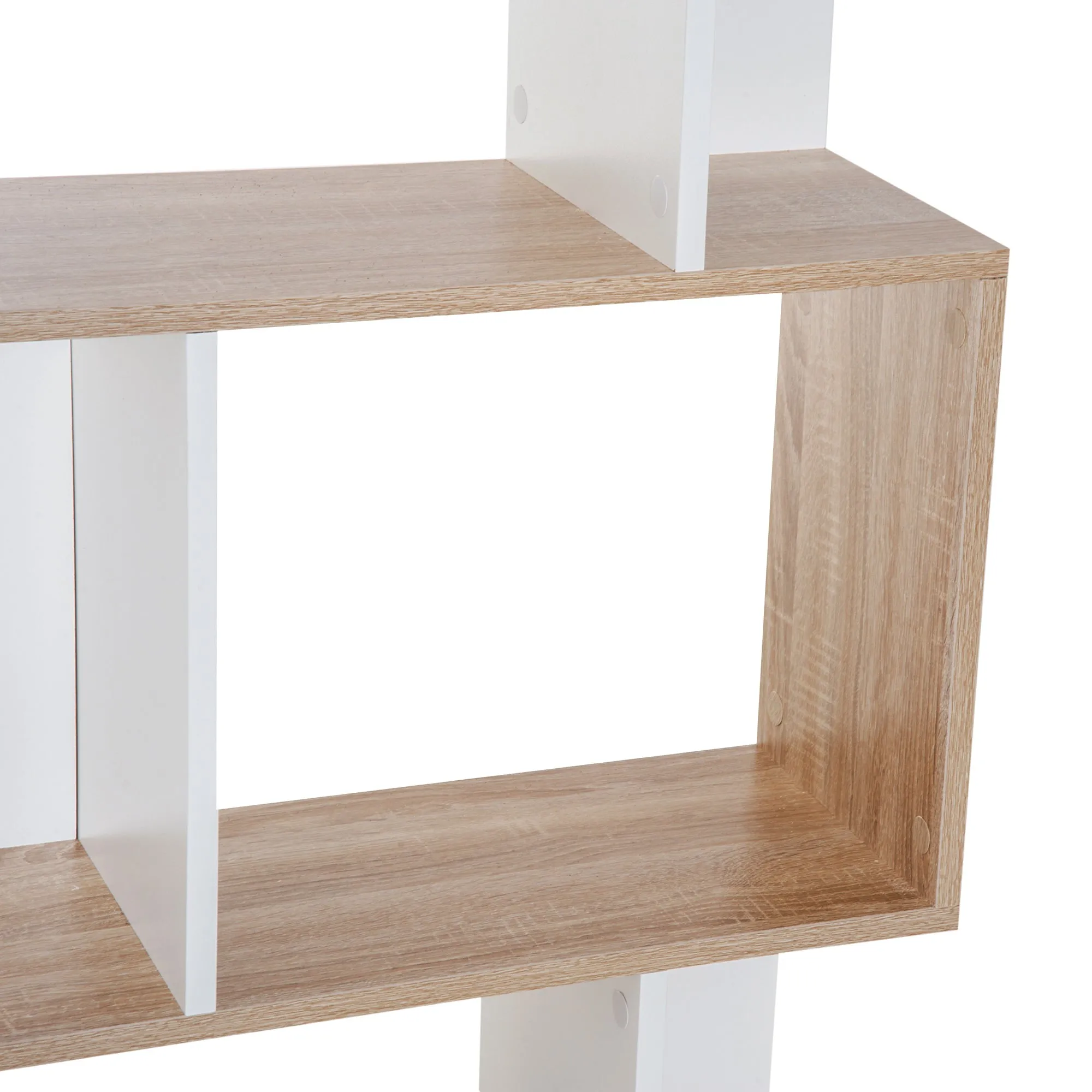 5-tier Bookcase Storage Display Shelving S Shape design Unit Divider Natural