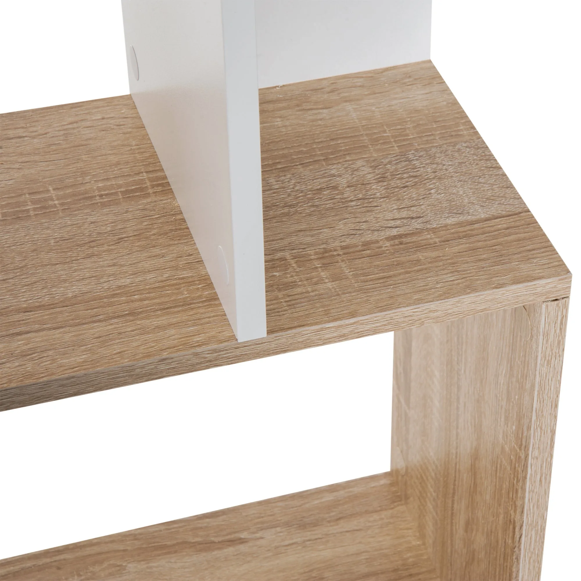 5-tier Bookcase Storage Display Shelving S Shape design Unit Divider Natural