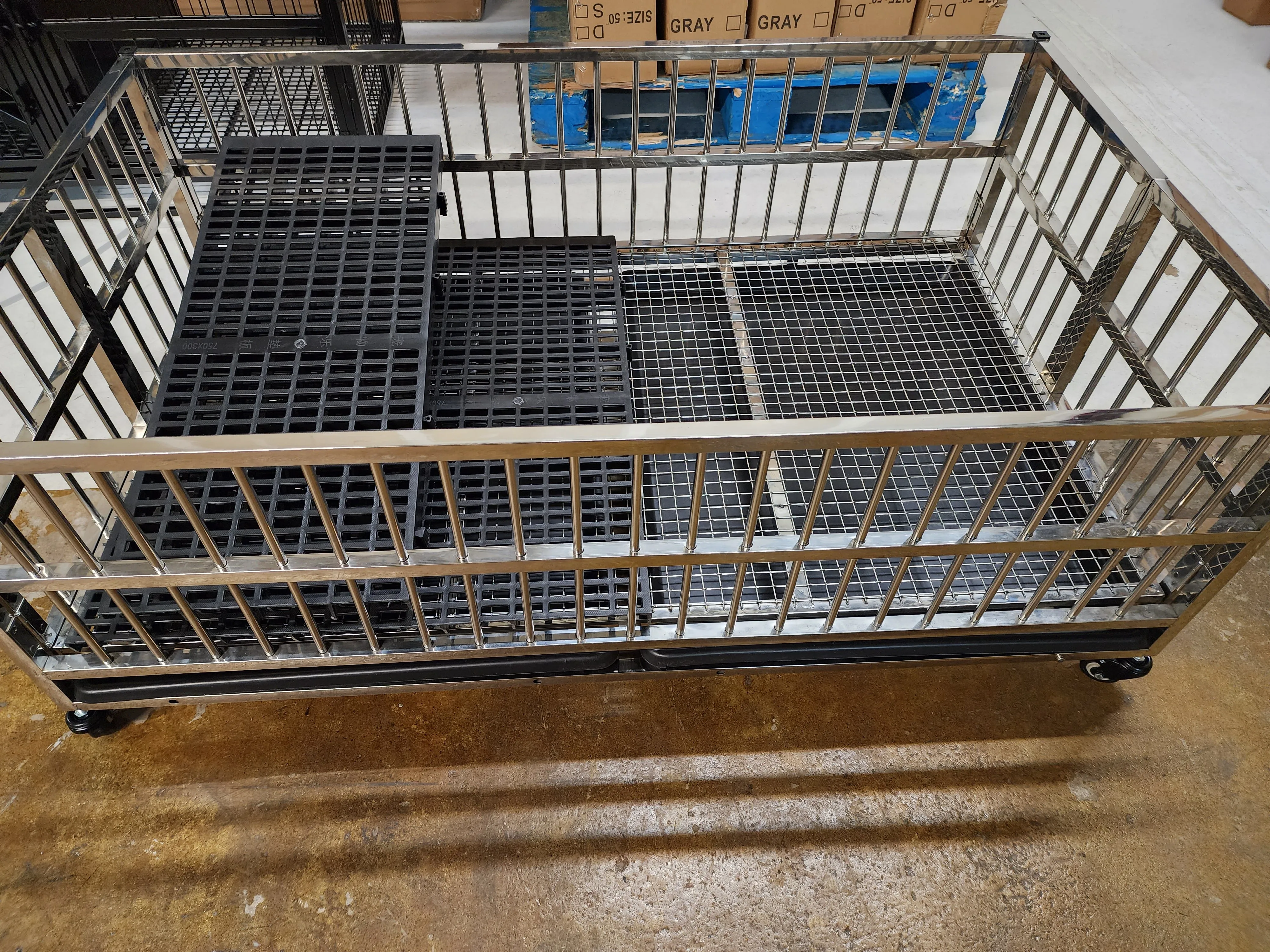51" 2-Door Stainless Steel Collapsible Dog Show Cage With Removable Dividers ⚠️ OVERSIZED Freight Rate NOT Included❗ Contact Via Text (336) 451-9122 For Exact Home Delivery rate‼️