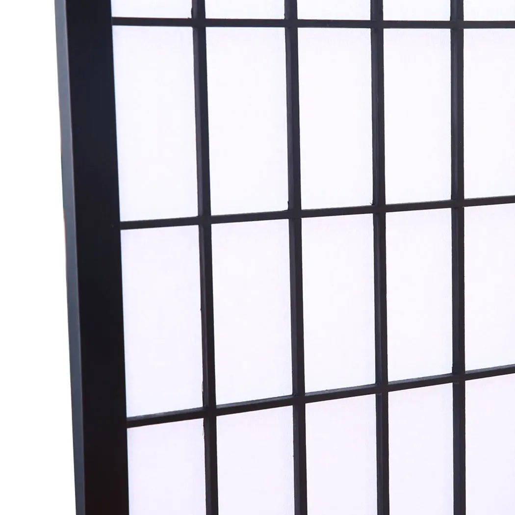6 Panel Free Standing Foldable  Room Divider Privacy Screen Black Frame