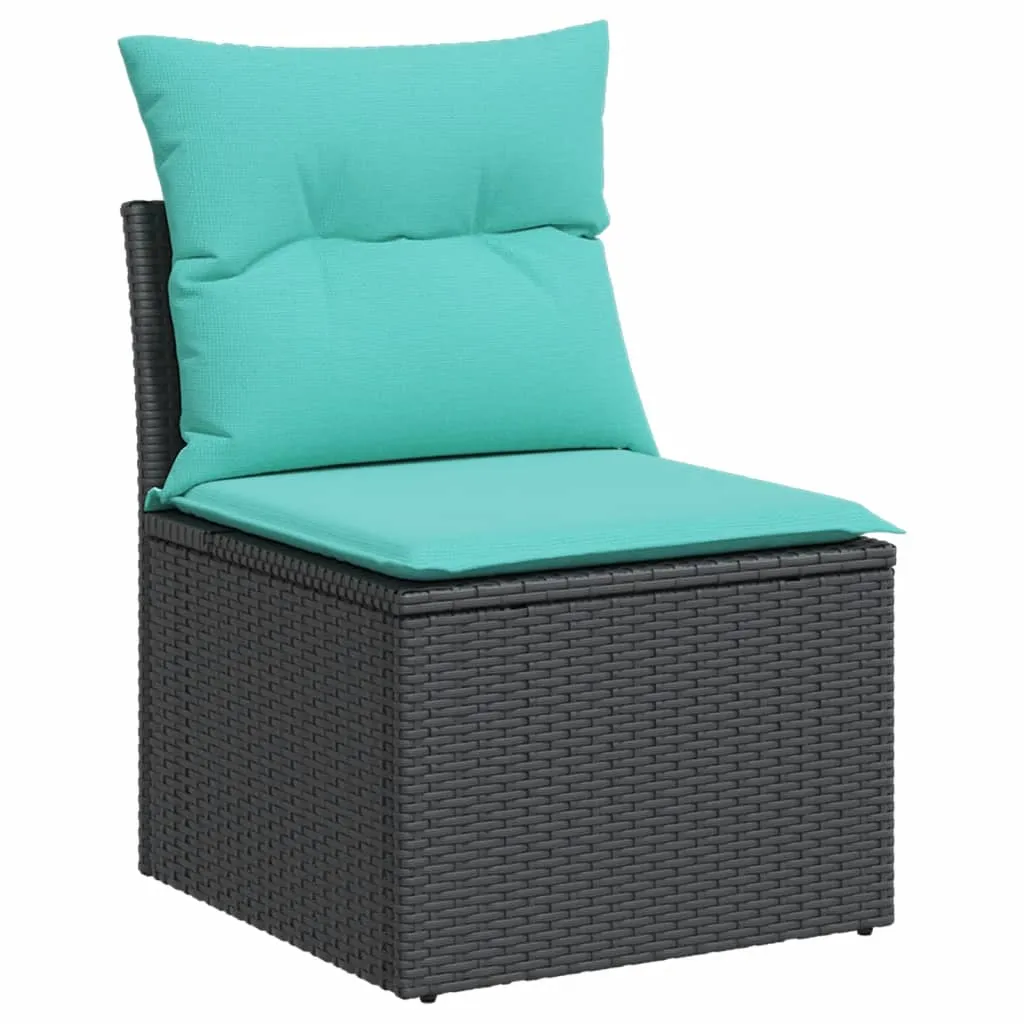 6 Piece Patio Sofa Set with Cushions Black Poly Rattan