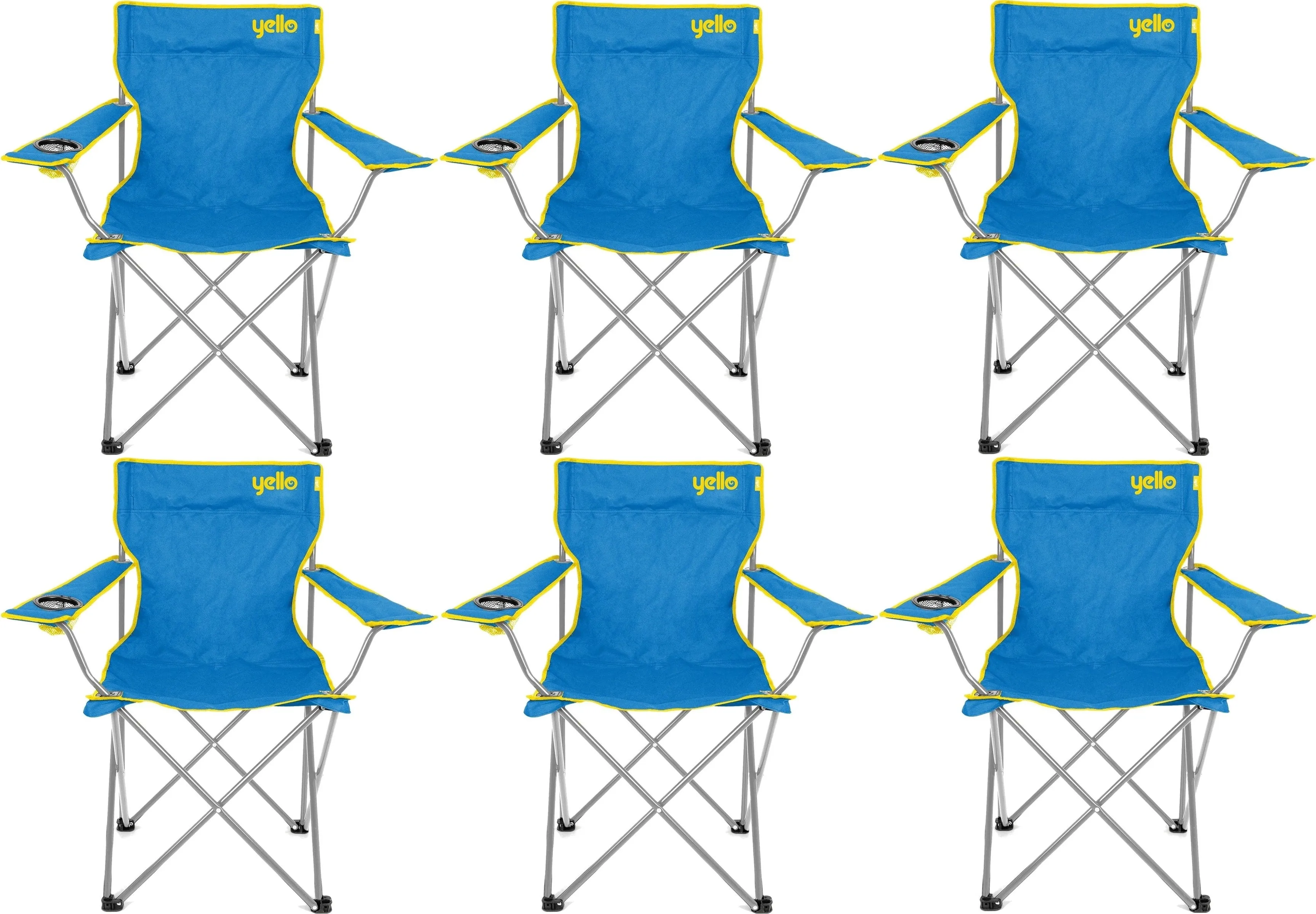 6 Yello Folding Beach Chairs For Camping, Fishing Or Beach - Blue