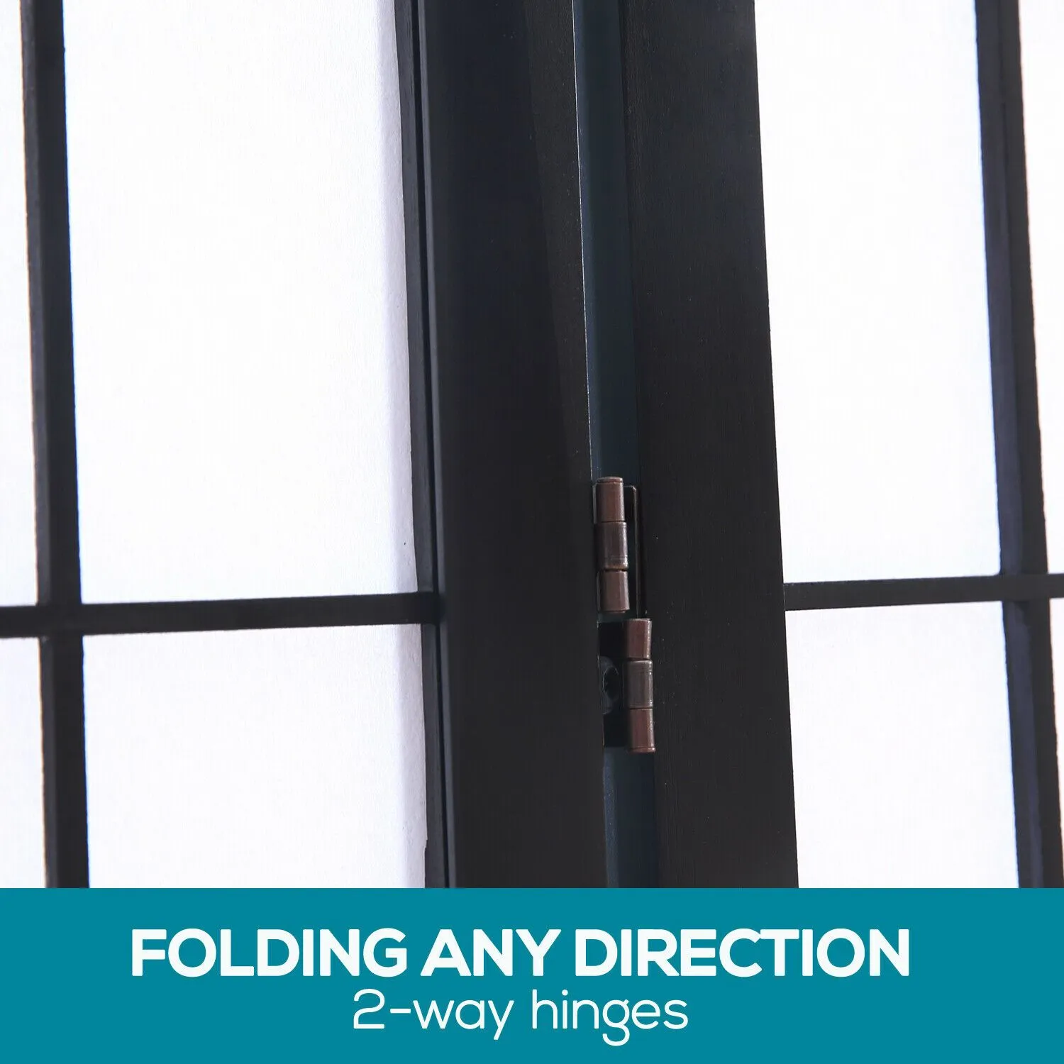 8 Panel Free Standing Foldable  Room Divider Privacy Screen Black Frame