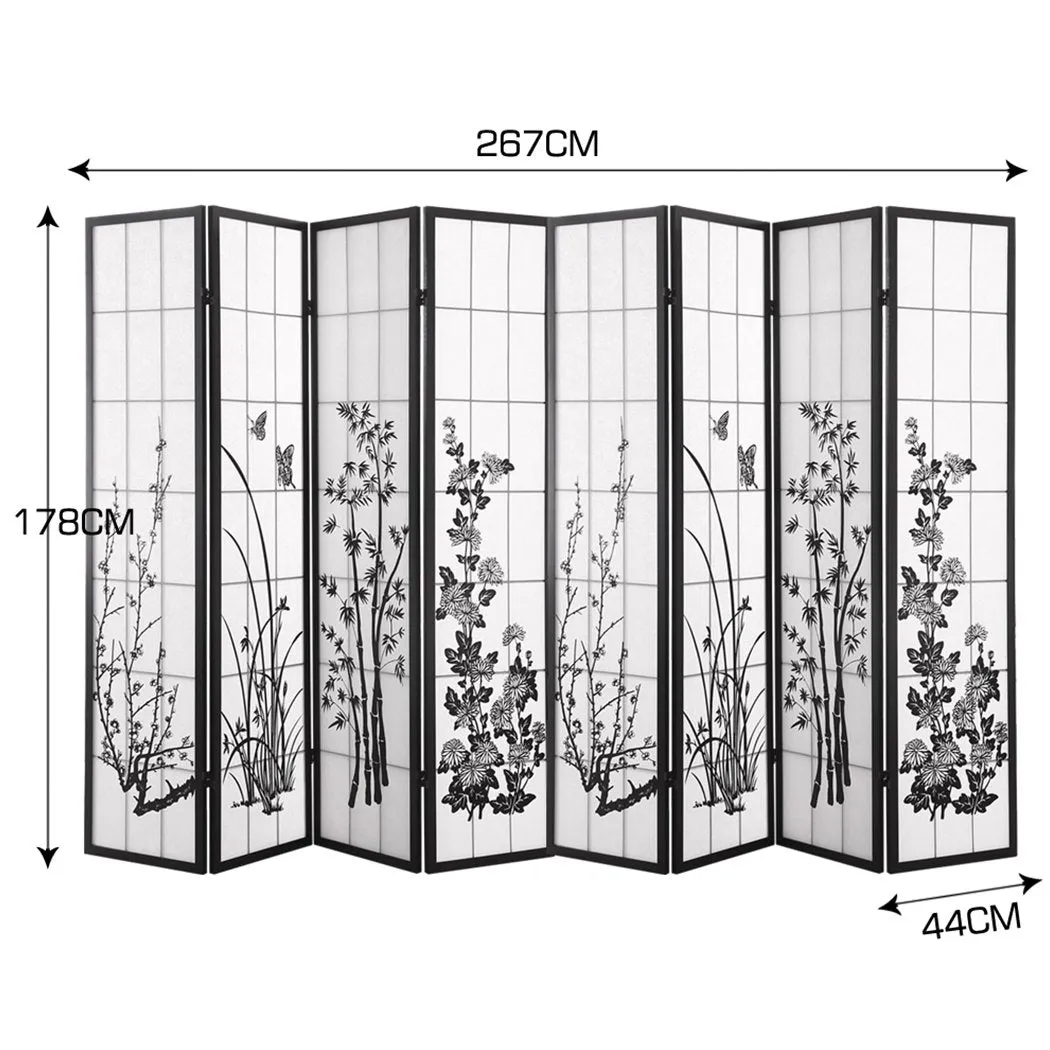 8 Panel Room Divider Privacy Screen Wood Timber Bed Wider Foldable Stand