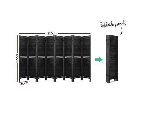 8 Panel Room Divider Screen Privacy Wood Dividers Timber Stand Black