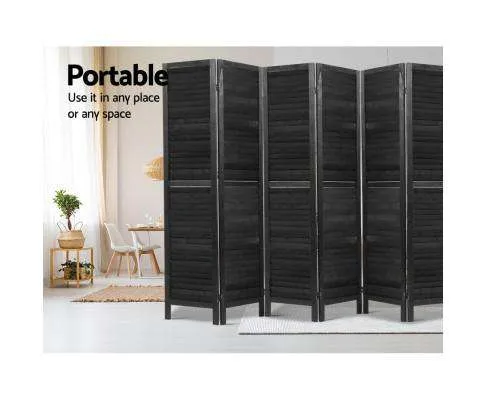 8 Panel Room Divider Screen Privacy Wood Dividers Timber Stand Black