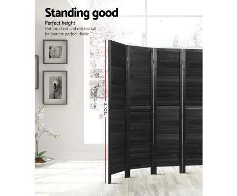 8 Panel Room Divider Screen Privacy Wood Dividers Timber Stand Black