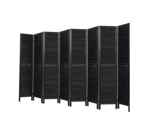 8 Panel Room Divider Screen Privacy Wood Dividers Timber Stand Black