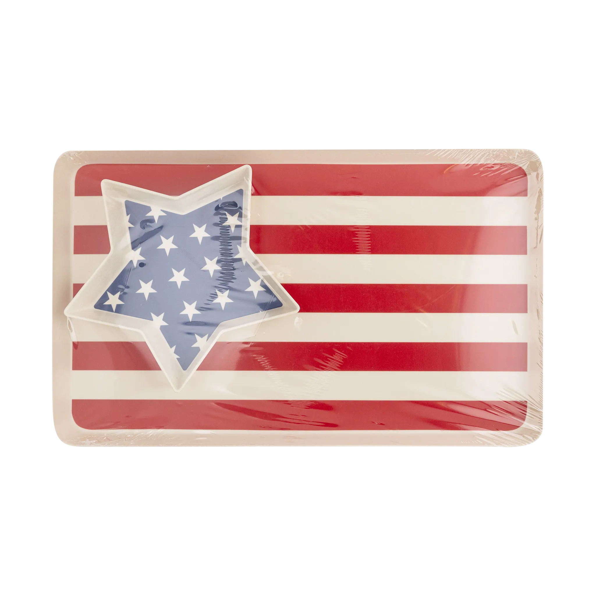 American Flag Reusable Bamboo Serving Tray Set