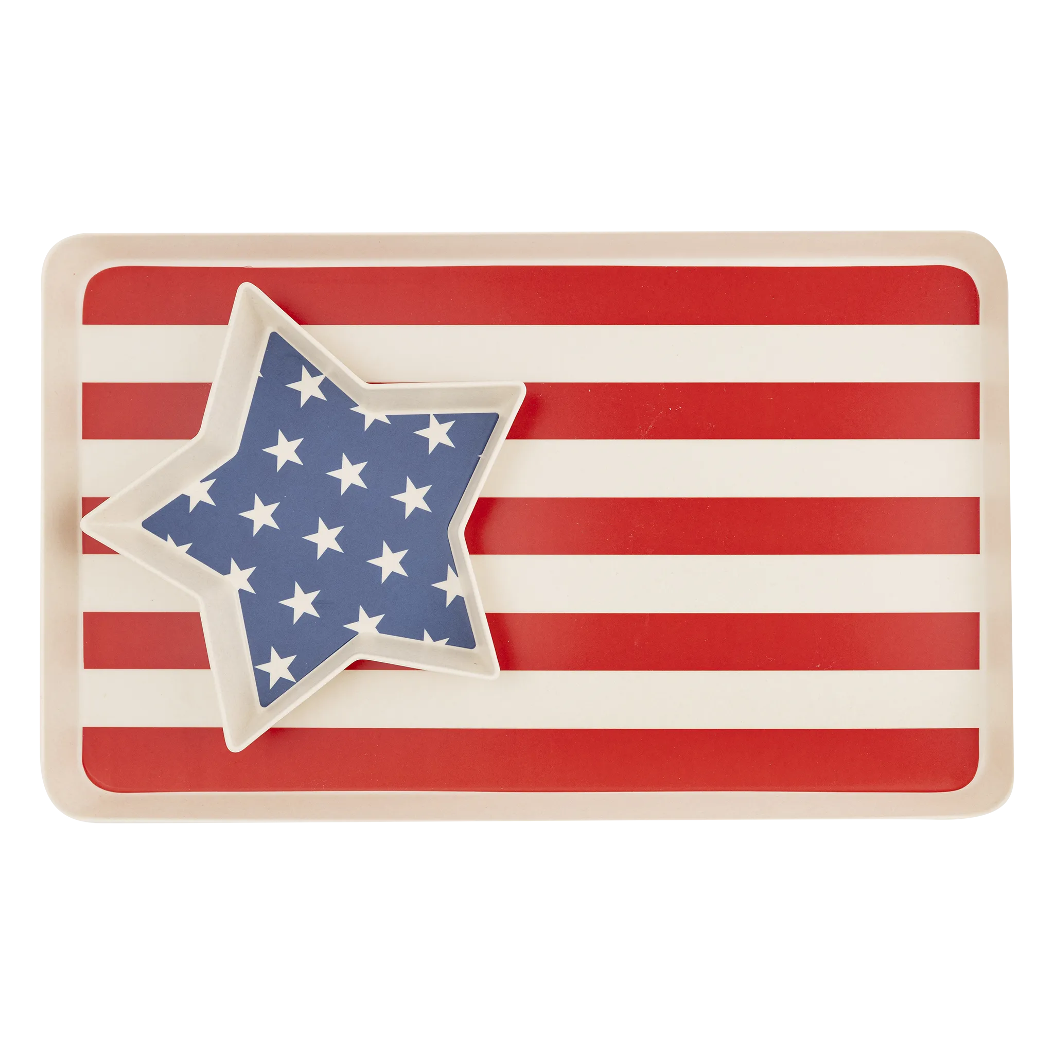 American Flag Reusable Bamboo Serving Tray Set
