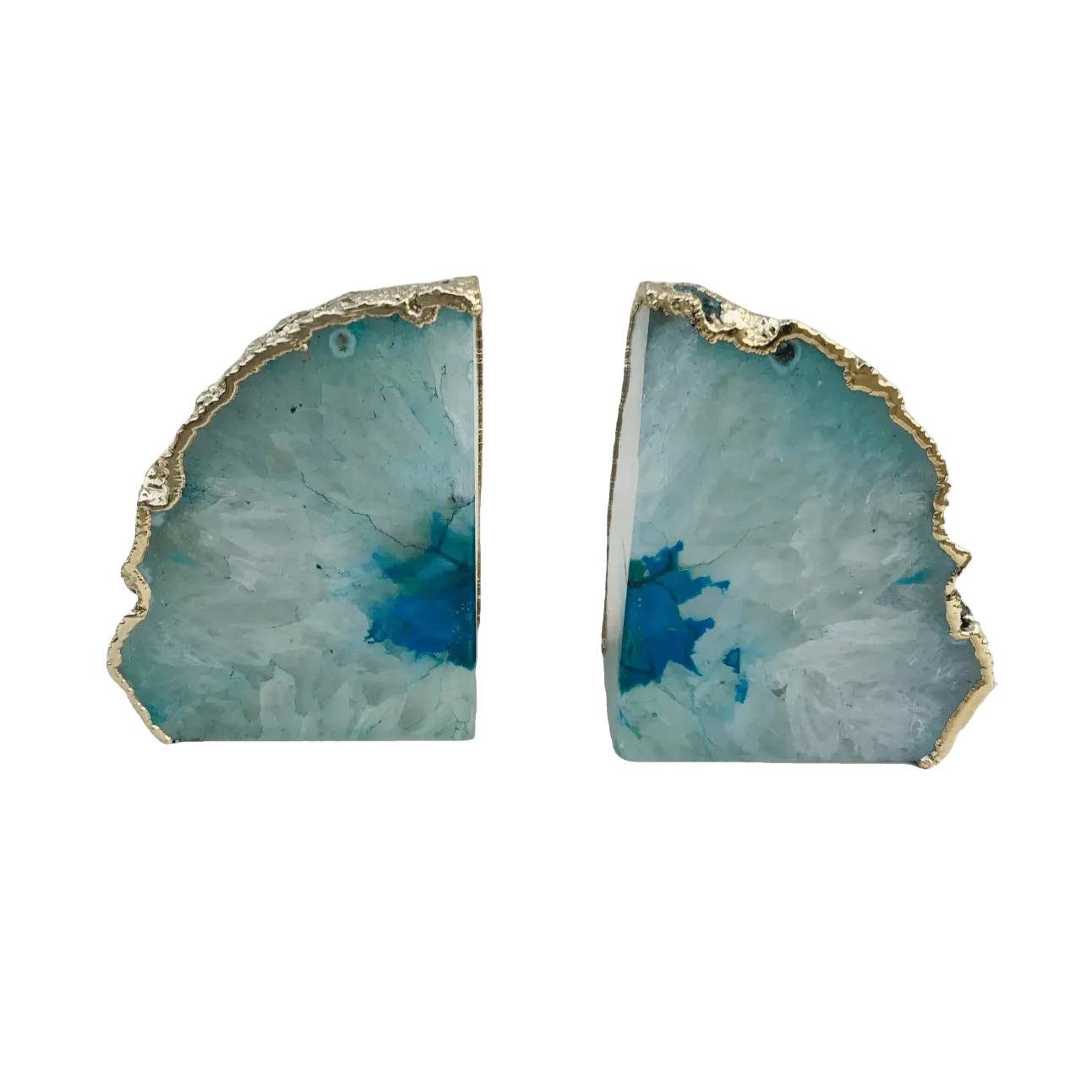 Aqua Plated Agate Bookends