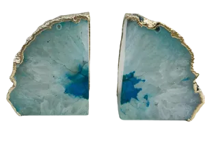 Aqua Plated Agate Bookends
