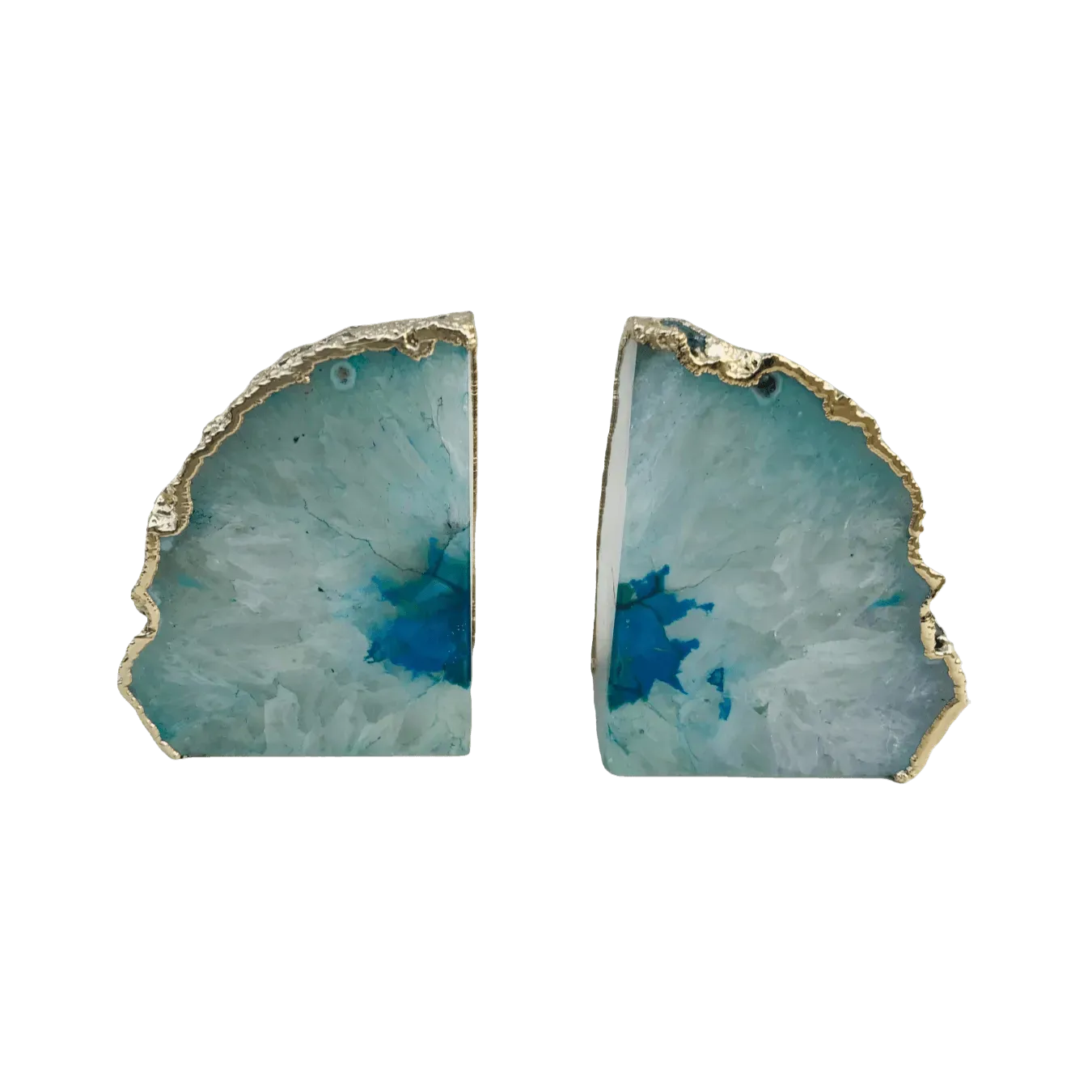 Aqua Plated Agate Bookends