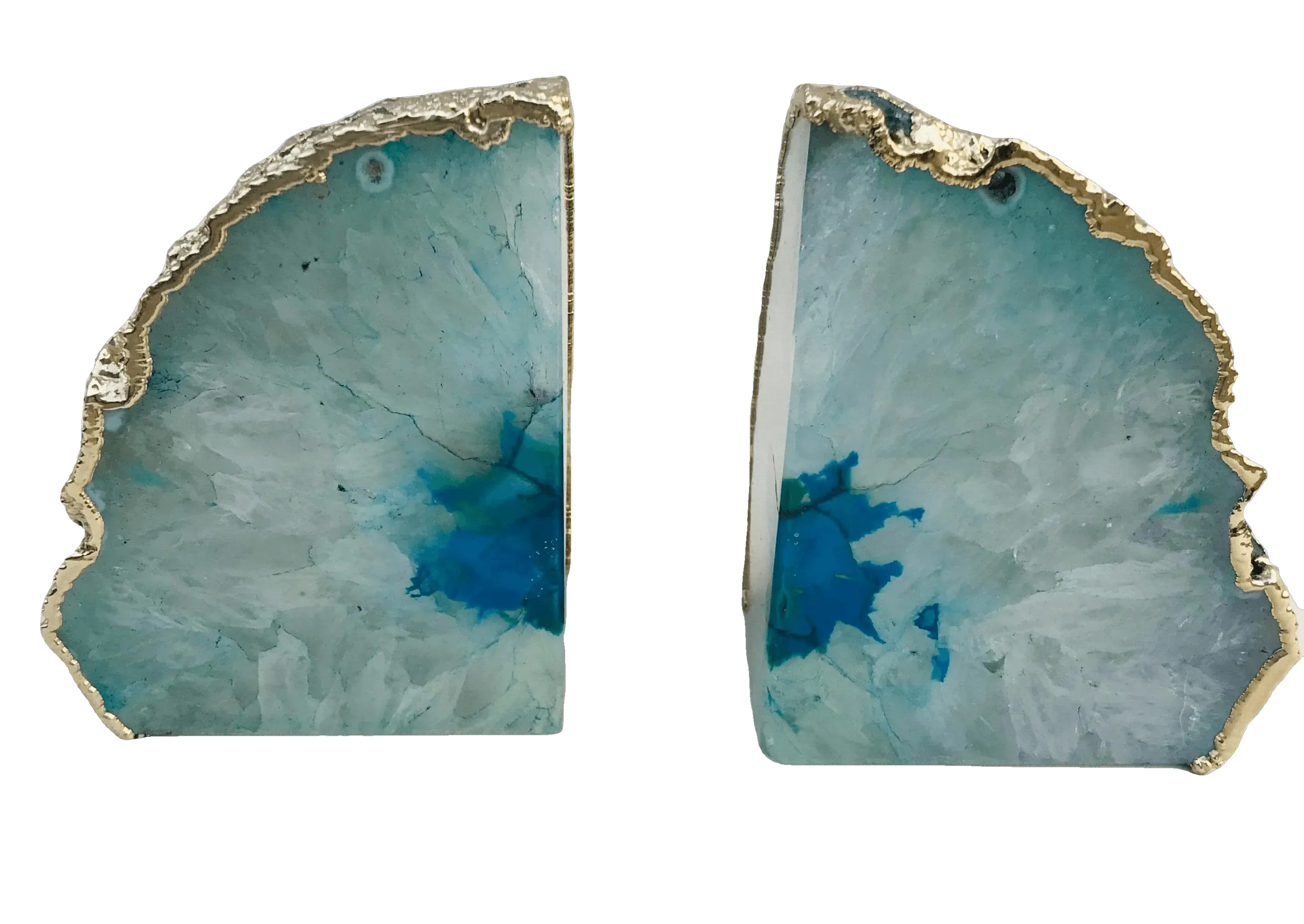 Aqua Plated Agate Bookends