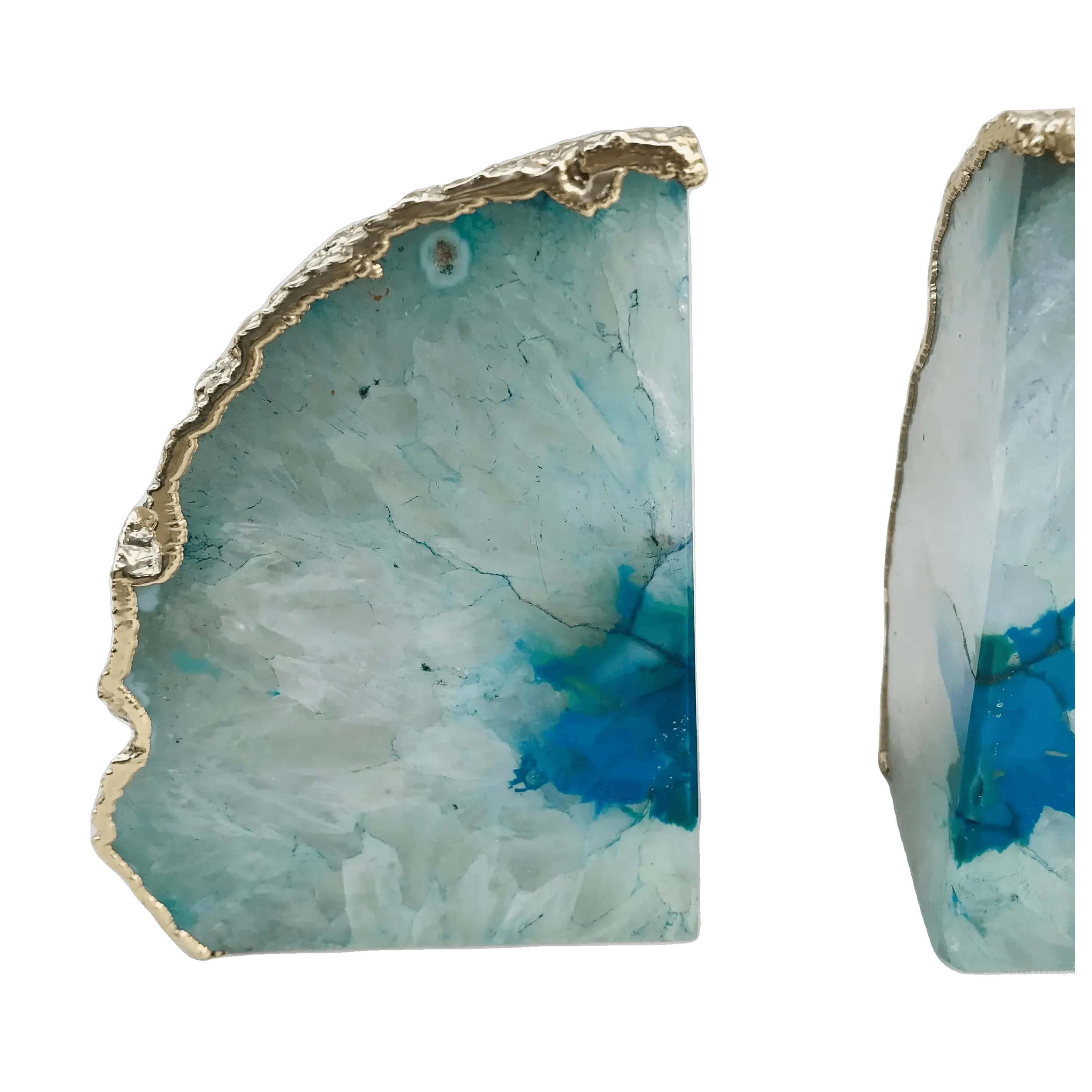 Aqua Plated Agate Bookends