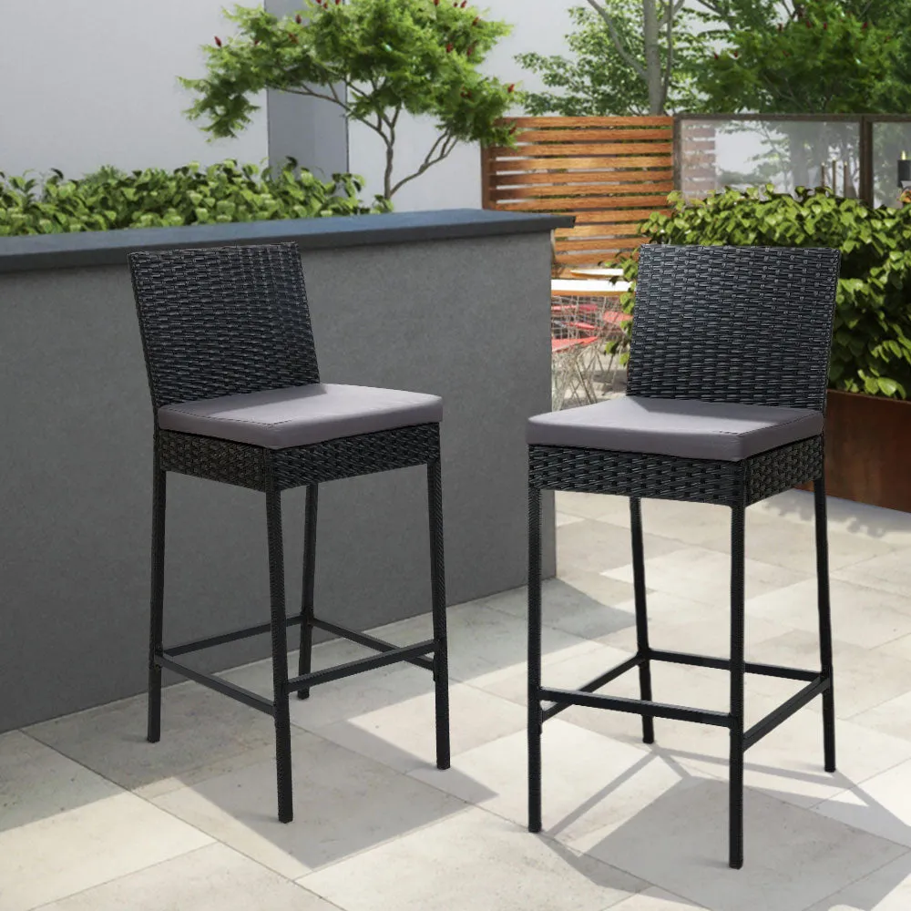 Aria - 2-Piece Outdoor Bar Stools Dining Chair Rattan Furniture