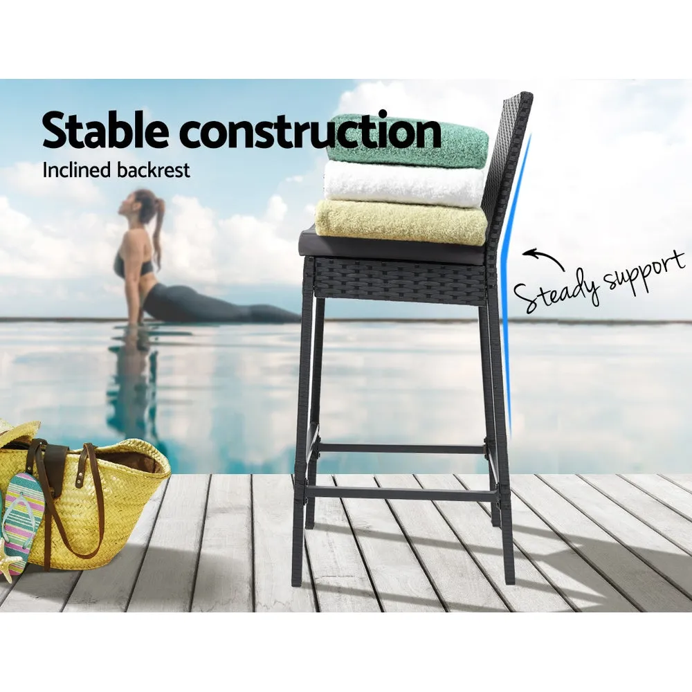 Aria - 2-Piece Outdoor Bar Stools Dining Chair Rattan Furniture