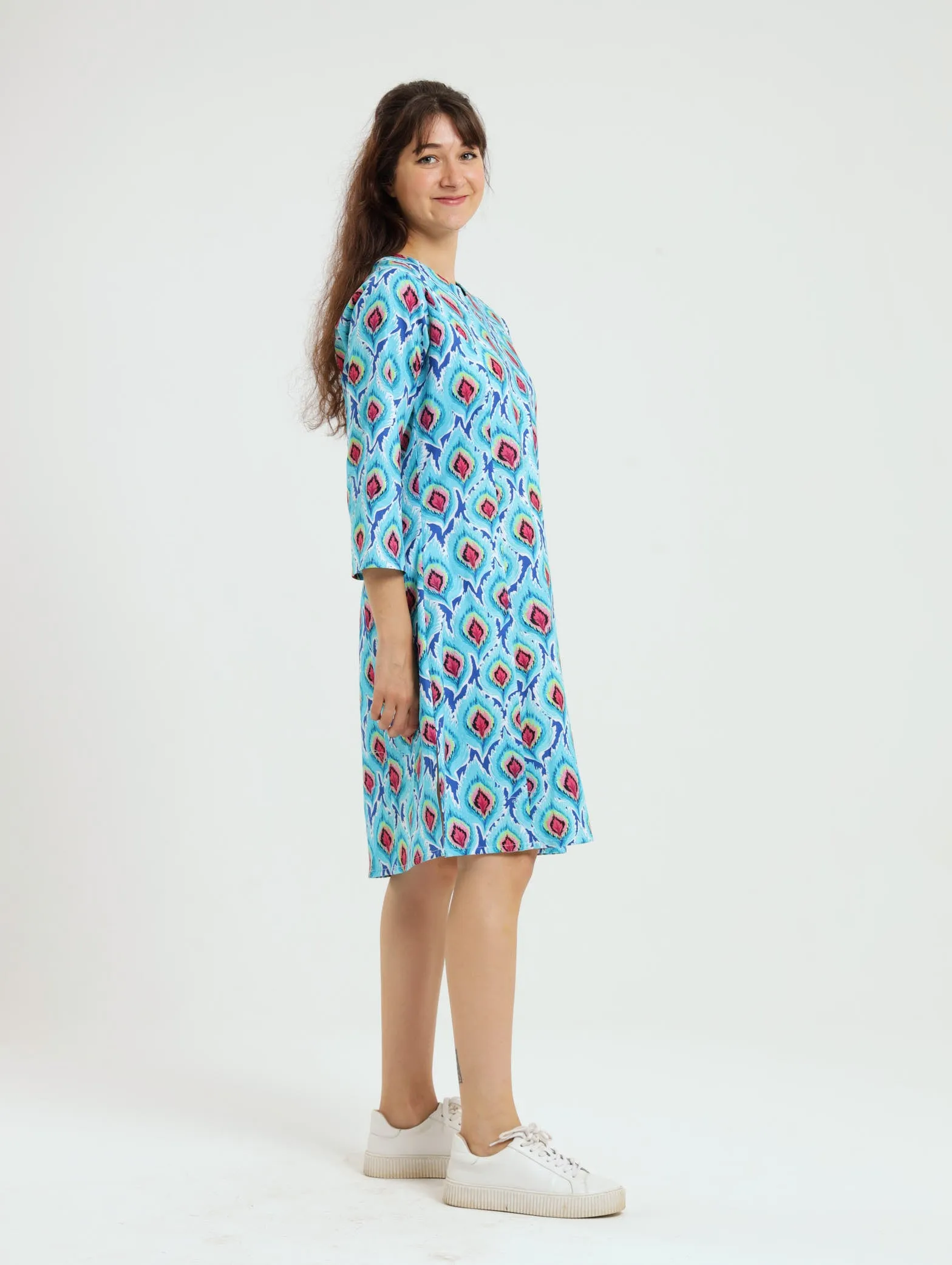 Bamboo Tunic: Blue Ikat