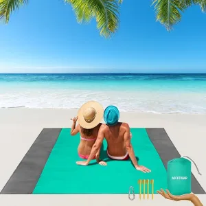 Beach Blanket, 83''*79''(210 * 200cm) Waterproof Sandproof Picnic Blankets for 3-5 Adults, Oversized Lightweight Beach Mat, Big & Compact Picnic Mat for Travel, Camping, Hiking, Beach