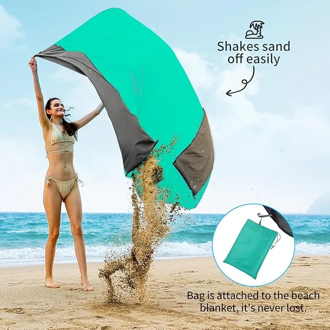 Beach Blanket, 83''*79''(210 * 200cm) Waterproof Sandproof Picnic Blankets for 3-5 Adults, Oversized Lightweight Beach Mat, Big & Compact Picnic Mat for Travel, Camping, Hiking, Beach