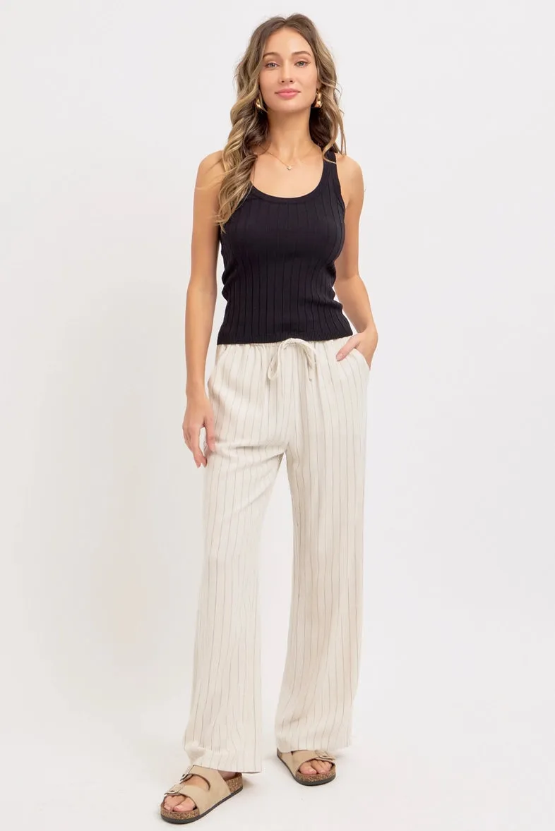 Beach Day Striped Linen Pants