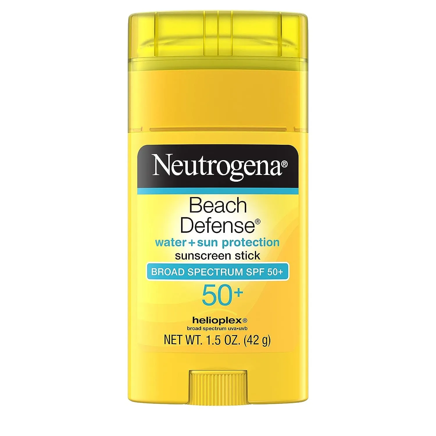 Beach Defense Water-Resistant SPF 50  Sunscreen Stick, Broad Spectrum UVA/UVB Protection, PABA- & Oxybenzone-Free Face & Body Sunscreen Stick, Hands-Free Application, 1.5 Oz