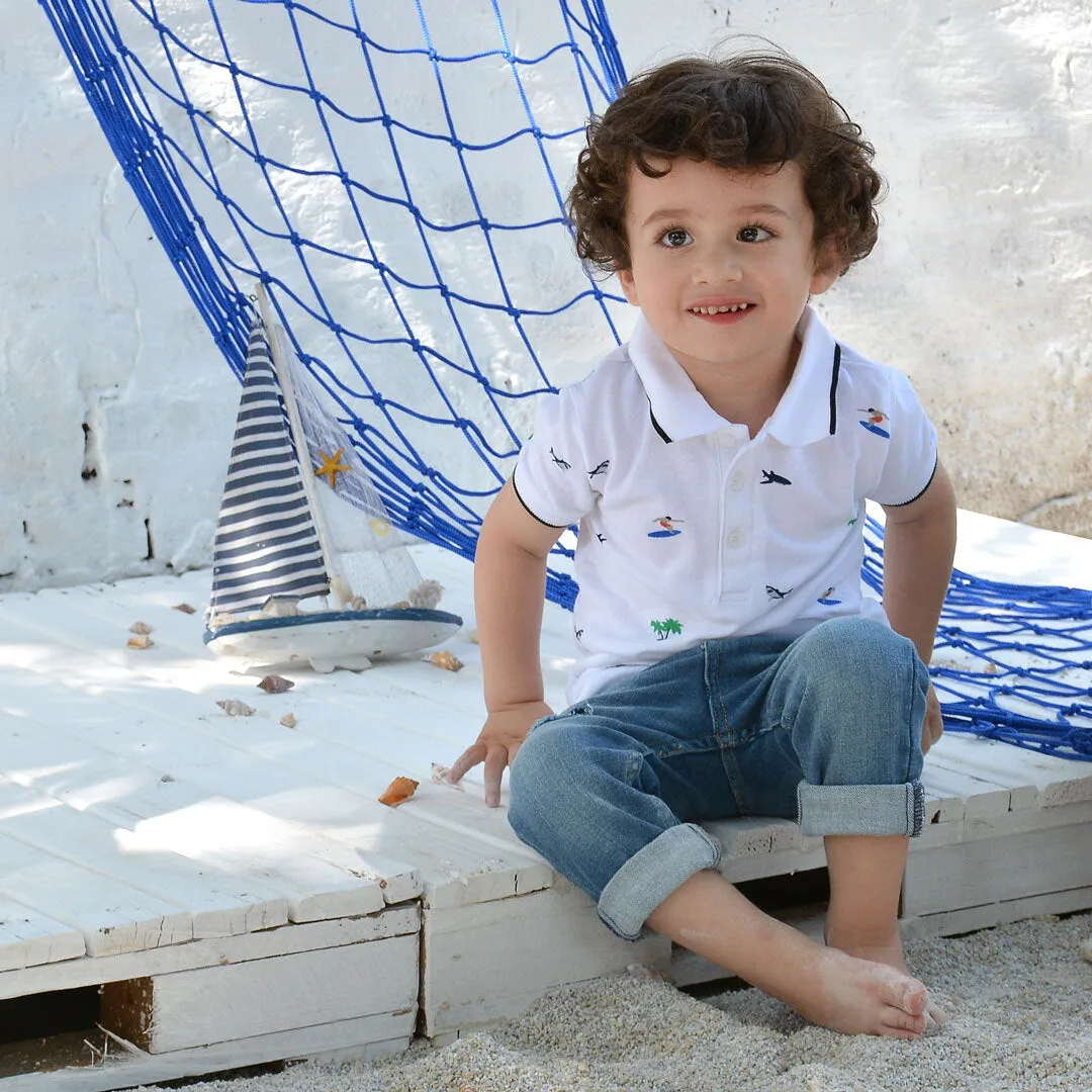 Beach Patterned Polo