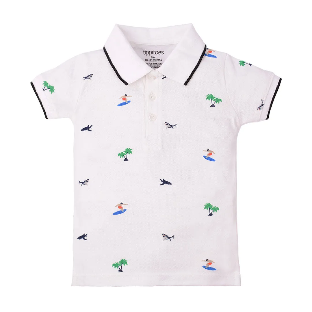 Beach Patterned Polo