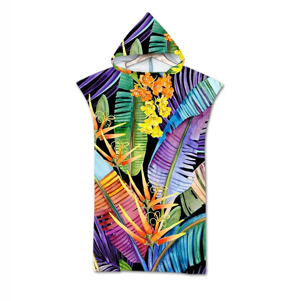 Beach Towel Cloak Cloak Geometric Print Hooded Bath Towel