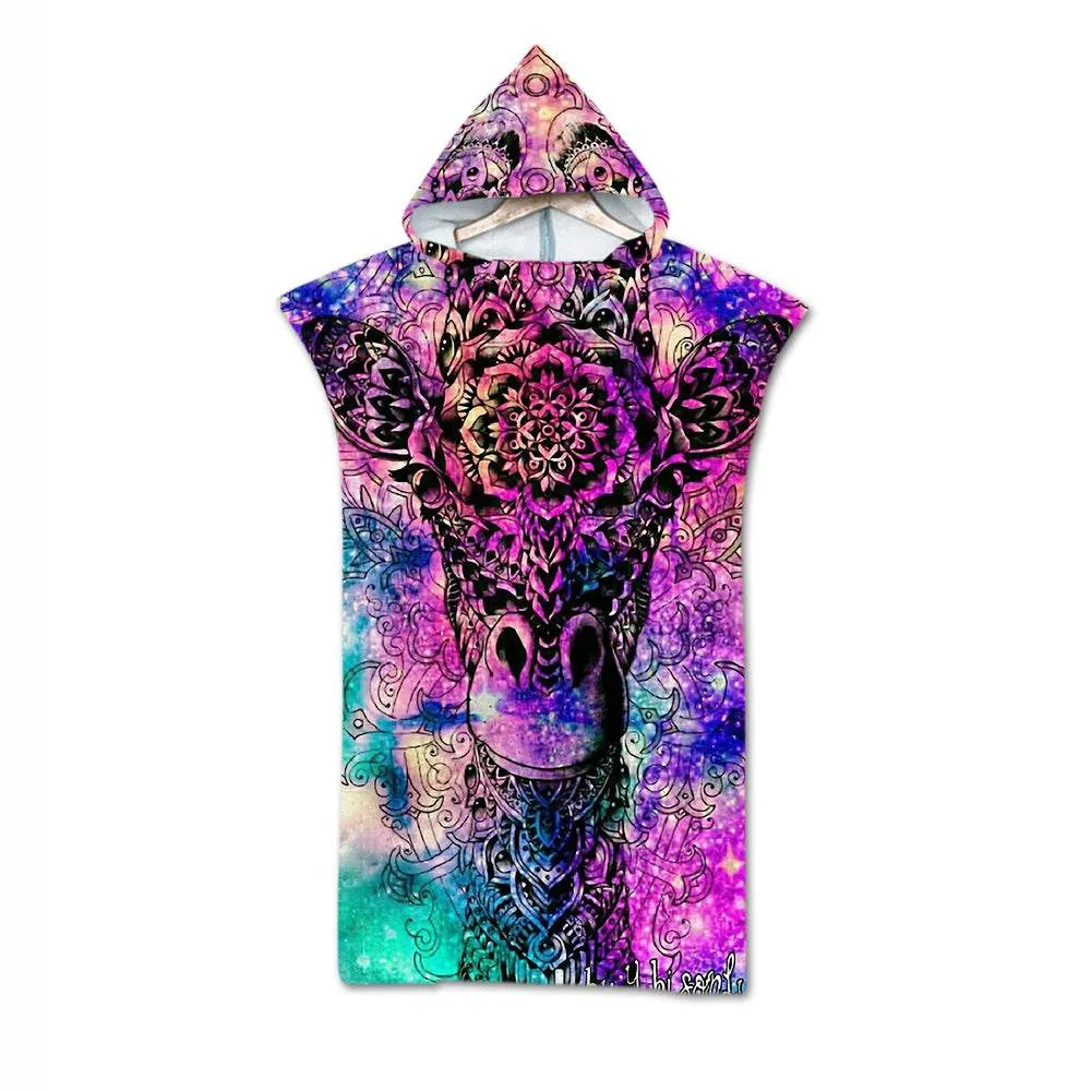 Beach Towel Cloak Cloak Geometric Print Hooded Bath Towel