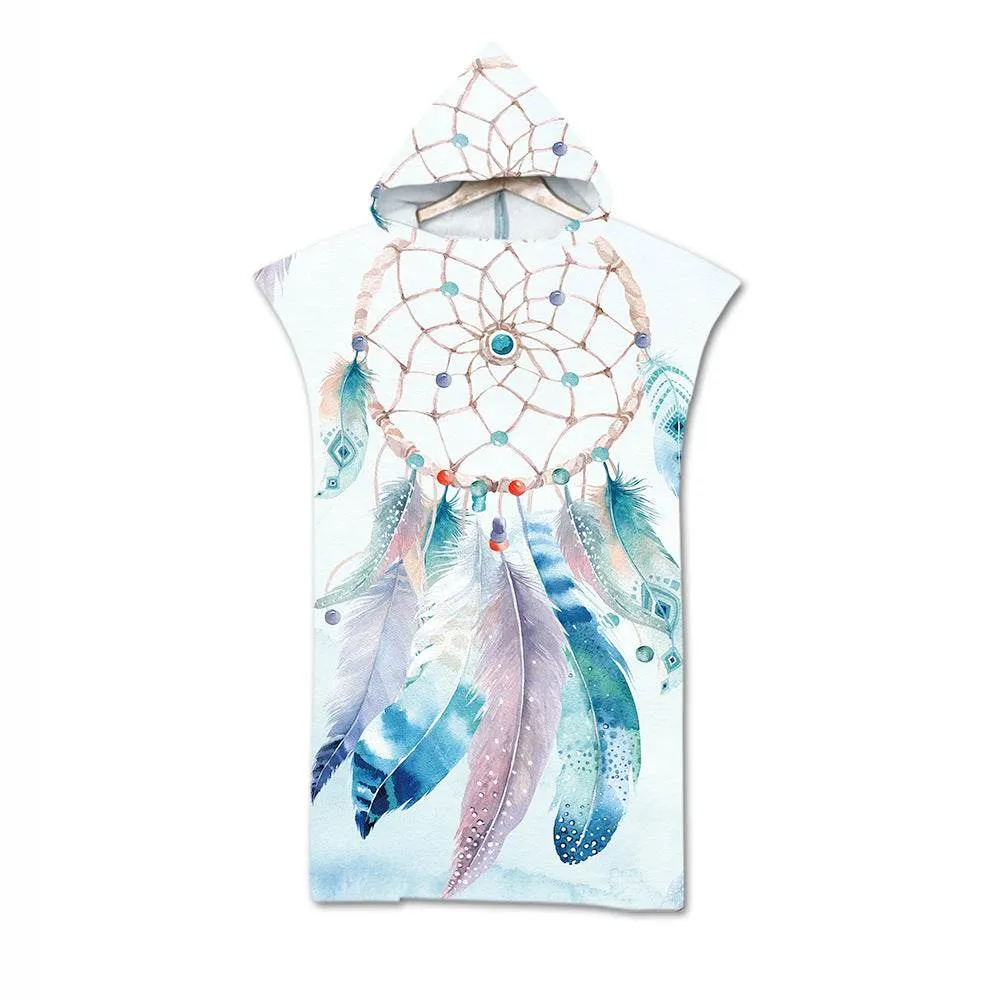 Beach Towel Cloak Cloak Geometric Print Hooded Bath Towel
