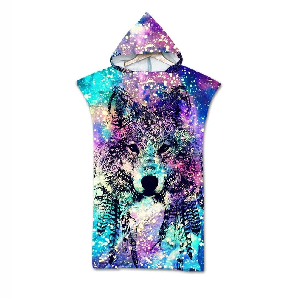 Beach Towel Cloak Cloak Geometric Print Hooded Bath Towel