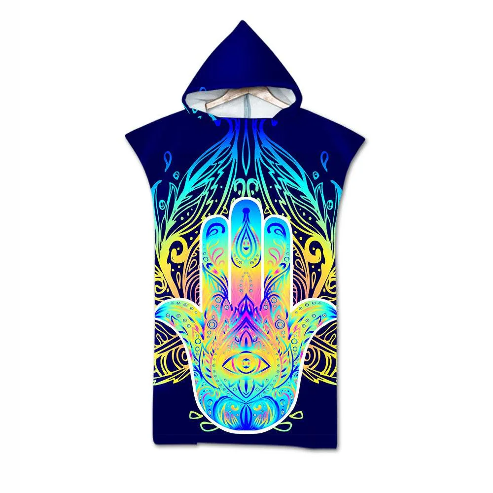 Beach Towel Cloak Cloak Geometric Print Hooded Bath Towel