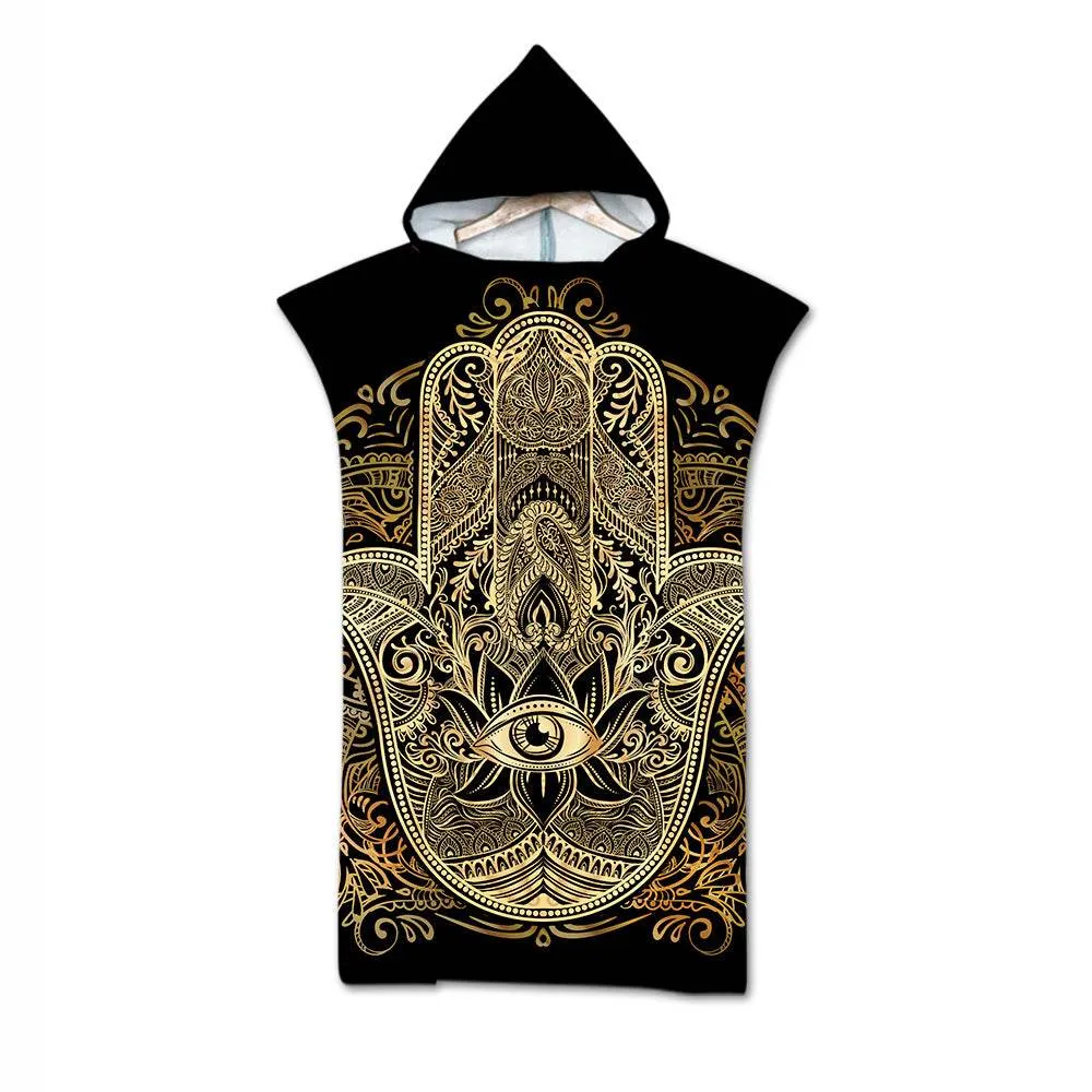 Beach Towel Cloak Cloak Geometric Print Hooded Bath Towel