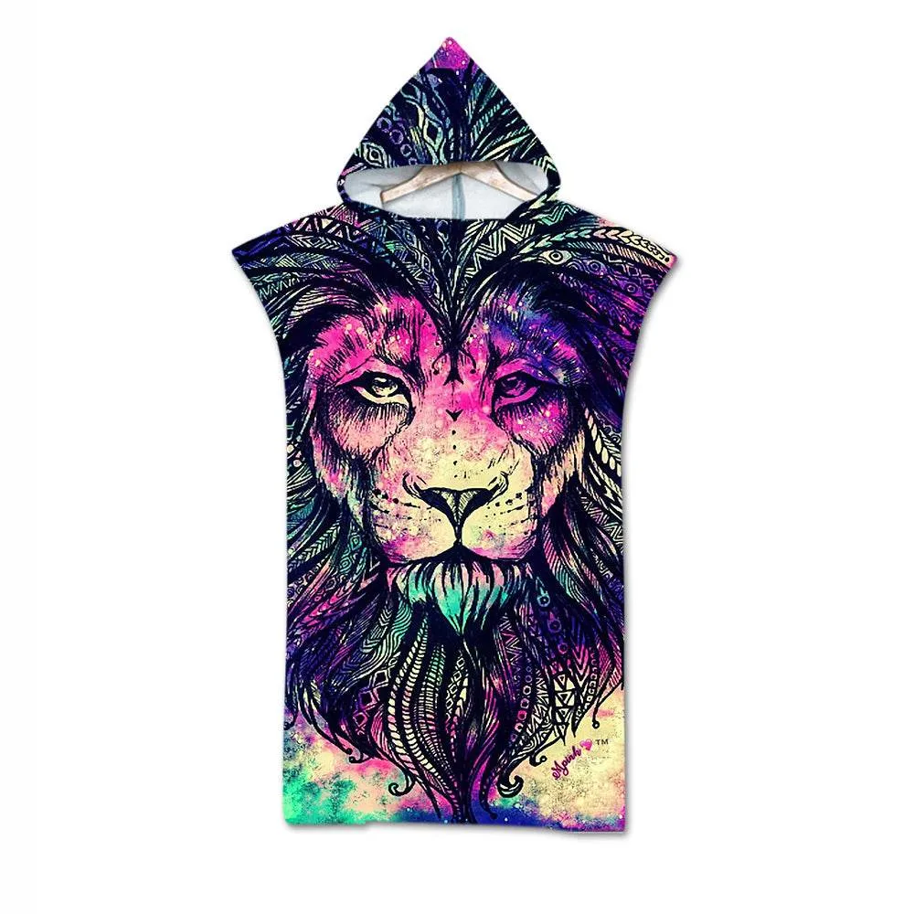 Beach Towel Cloak Cloak Geometric Print Hooded Bath Towel