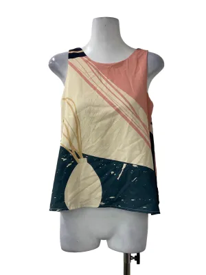 Beige Patterned Round Neck Top