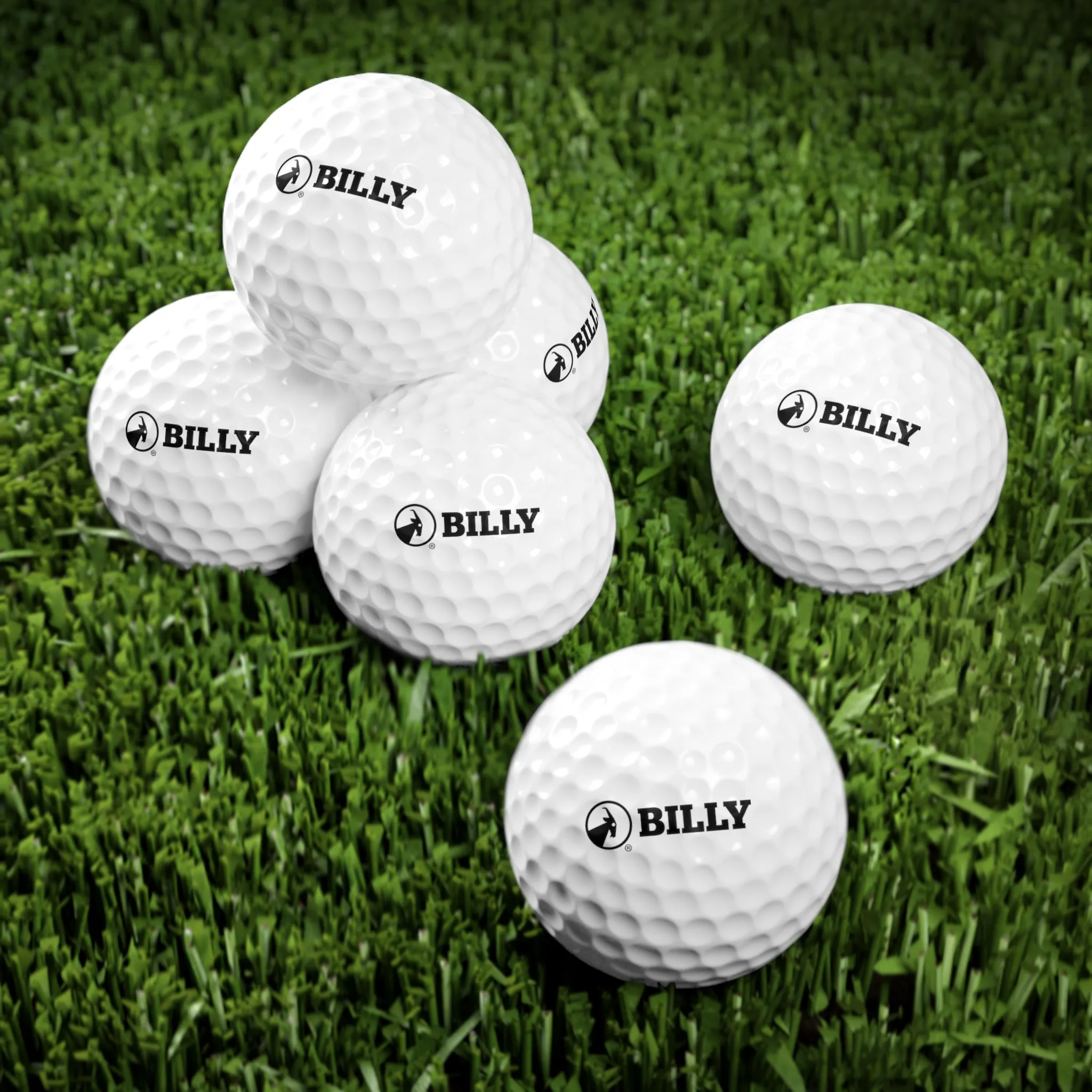 BILLY Golf Balls, 6pcs (Black Horizontal Logo)