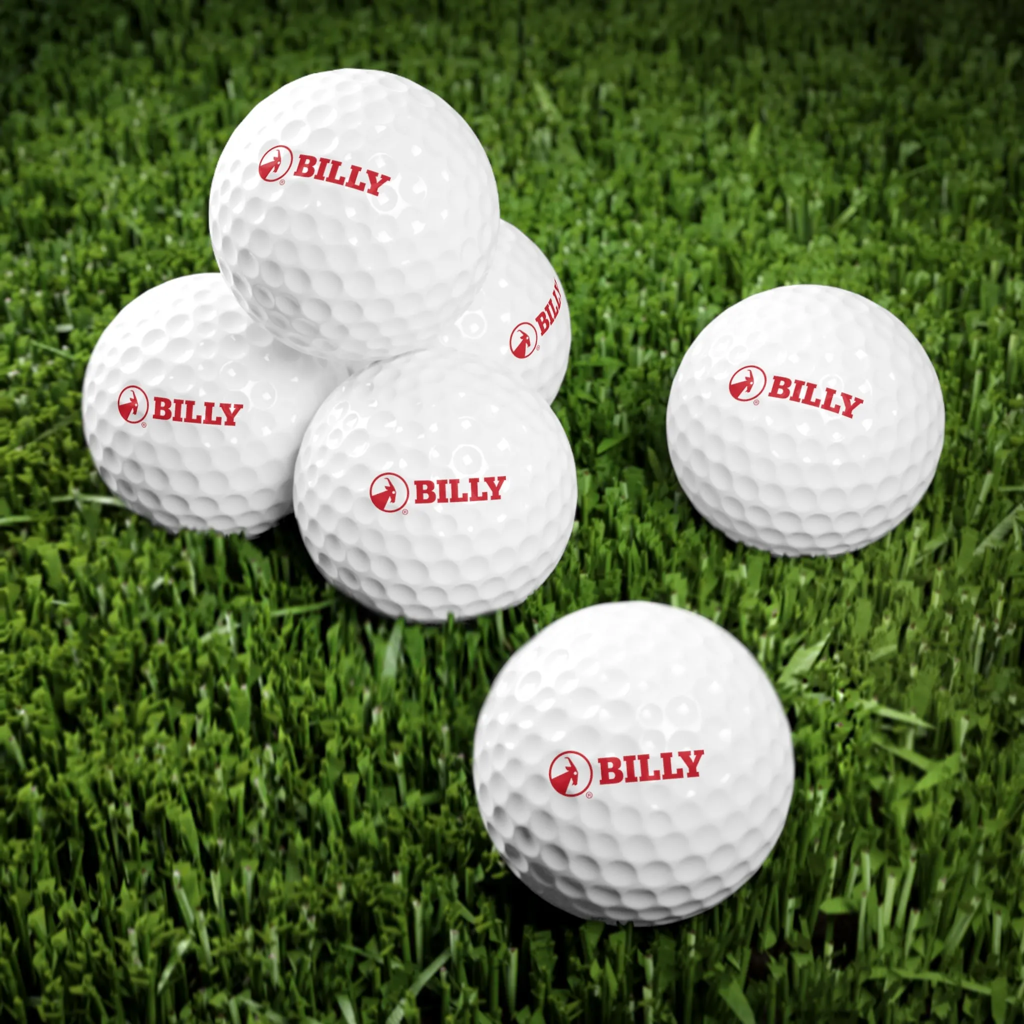 BILLY Golf Balls, 6pcs (Red Horizontal Logo)