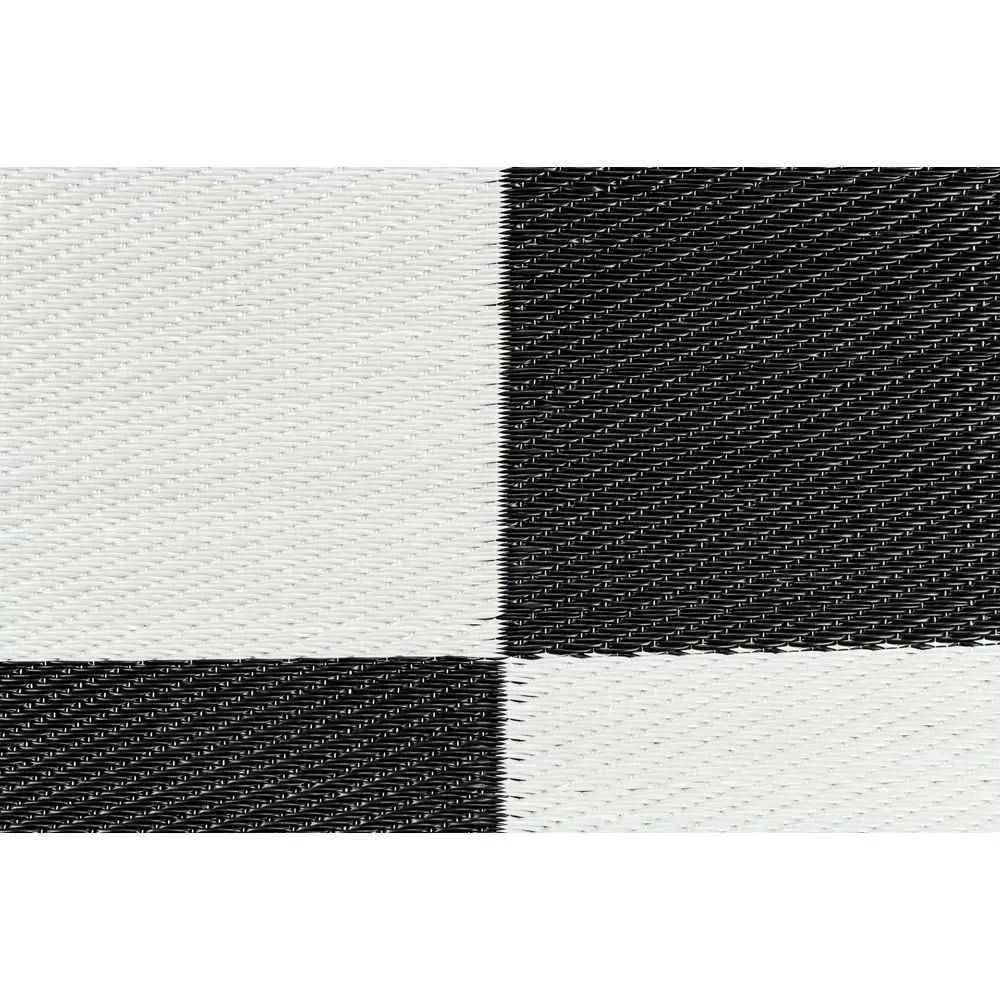 Black & White Checkered Reversible Outdoor Mat-6' X 9'