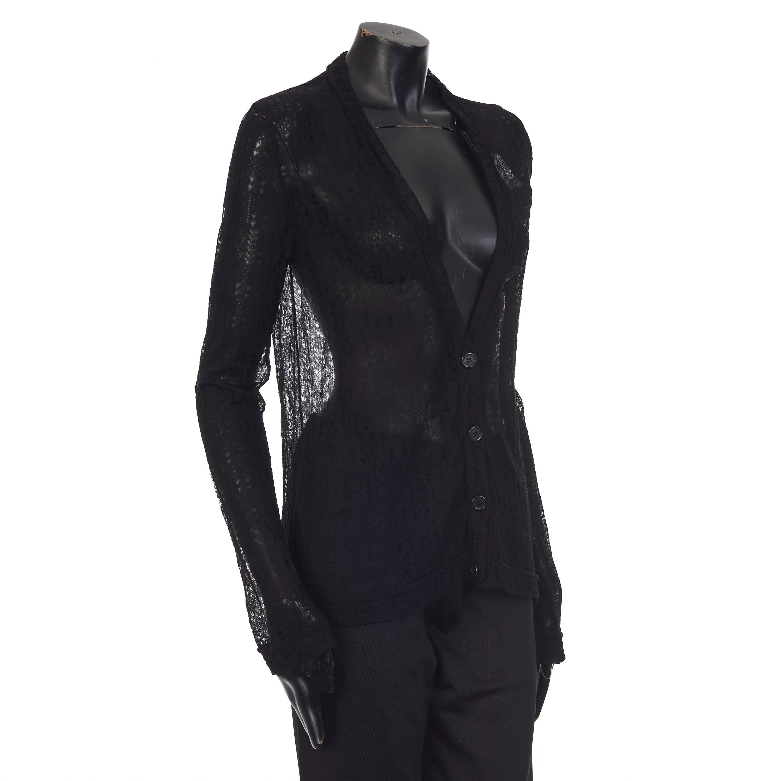 Black Patterned Semi-Sheer Cardigan