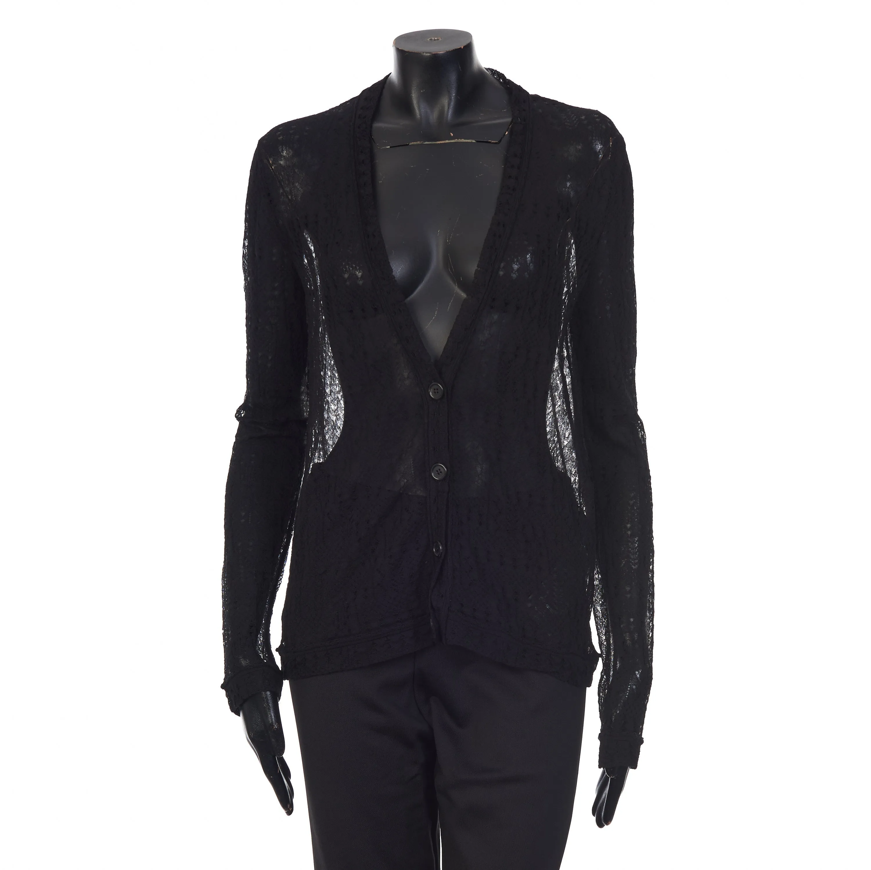 Black Patterned Semi-Sheer Cardigan