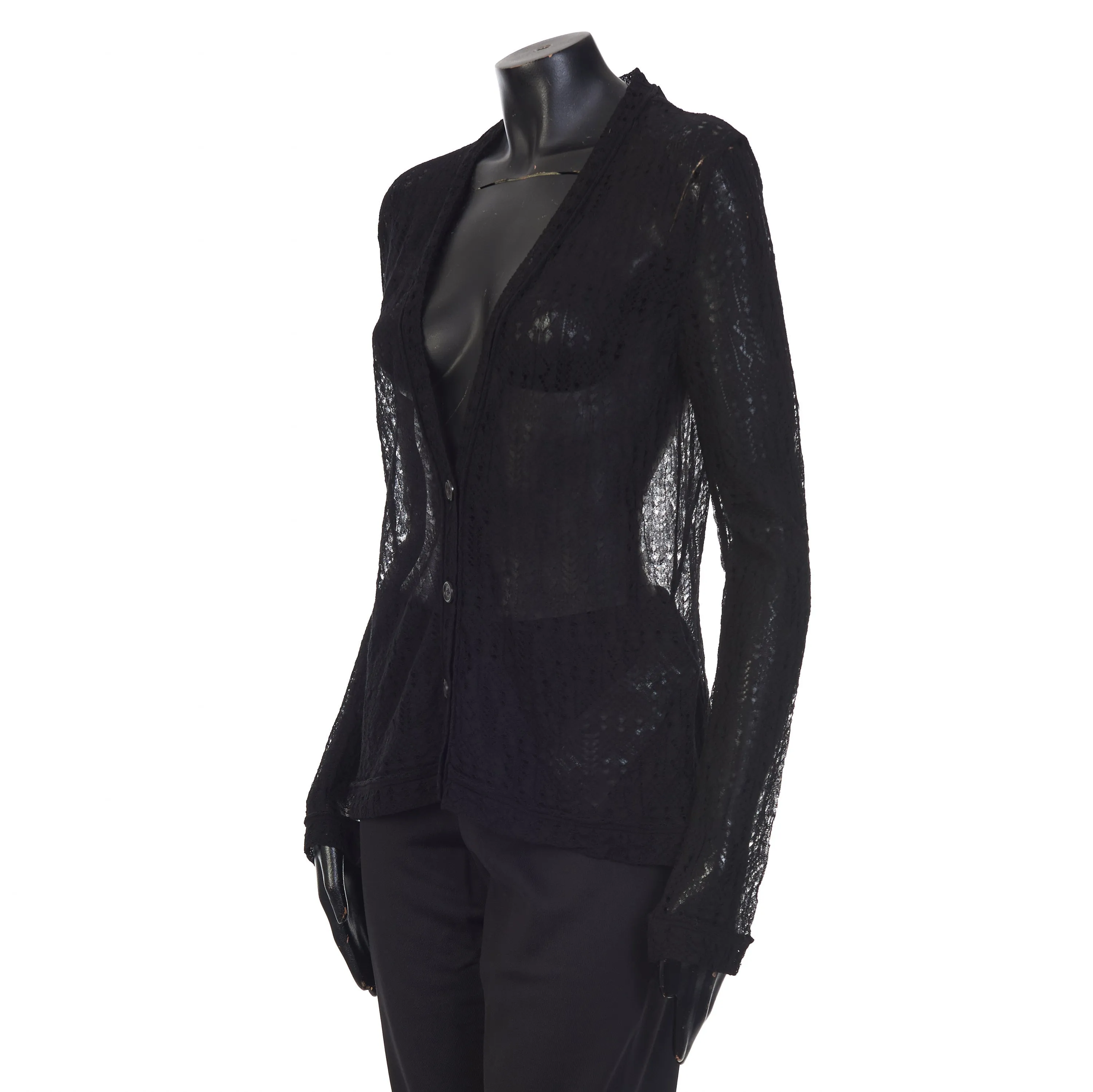 Black Patterned Semi-Sheer Cardigan