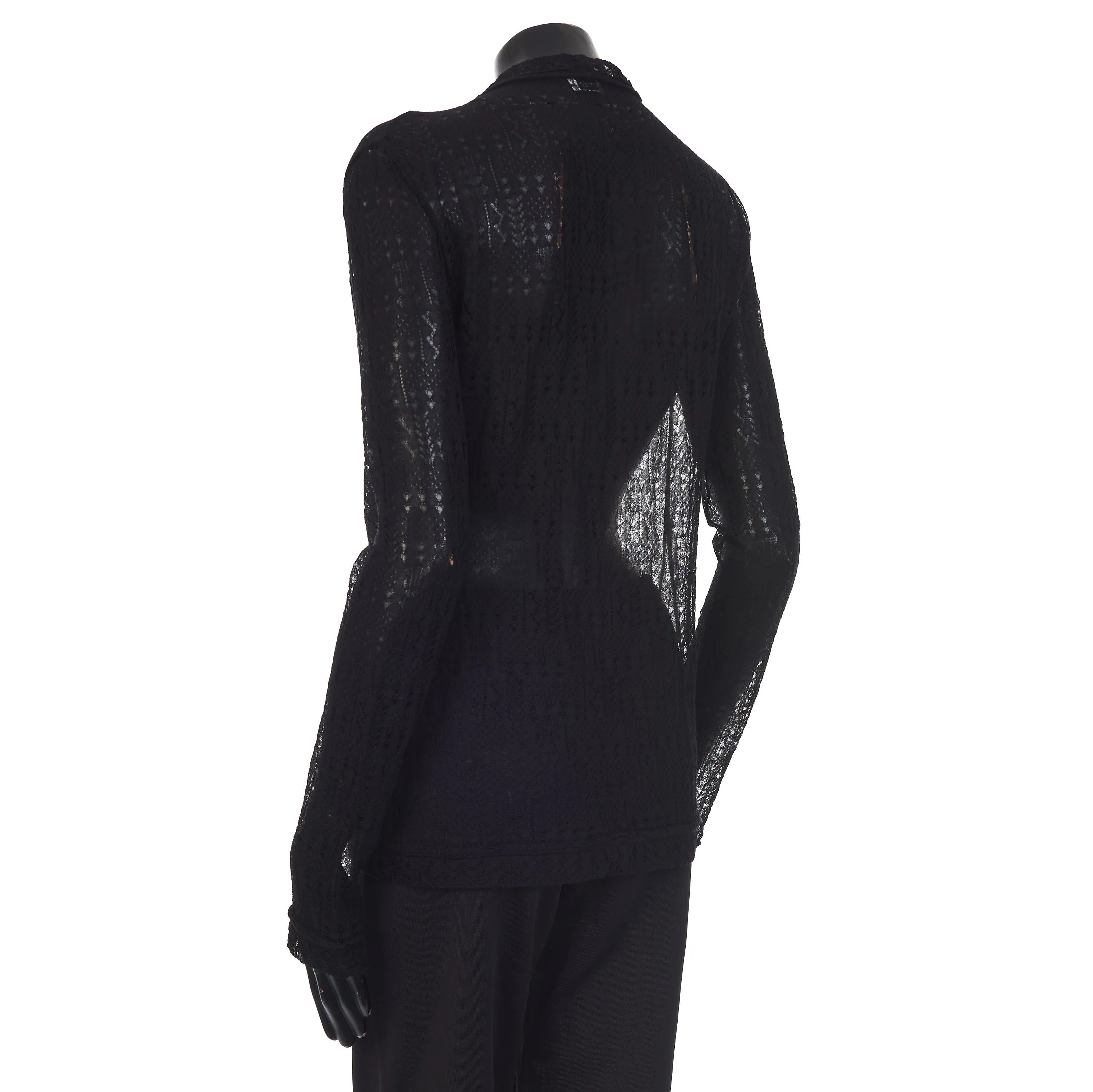 Black Patterned Semi-Sheer Cardigan